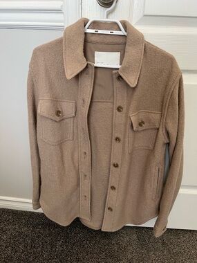 Oak and Fort Neutral Taupe Shacket with Chest Pockets